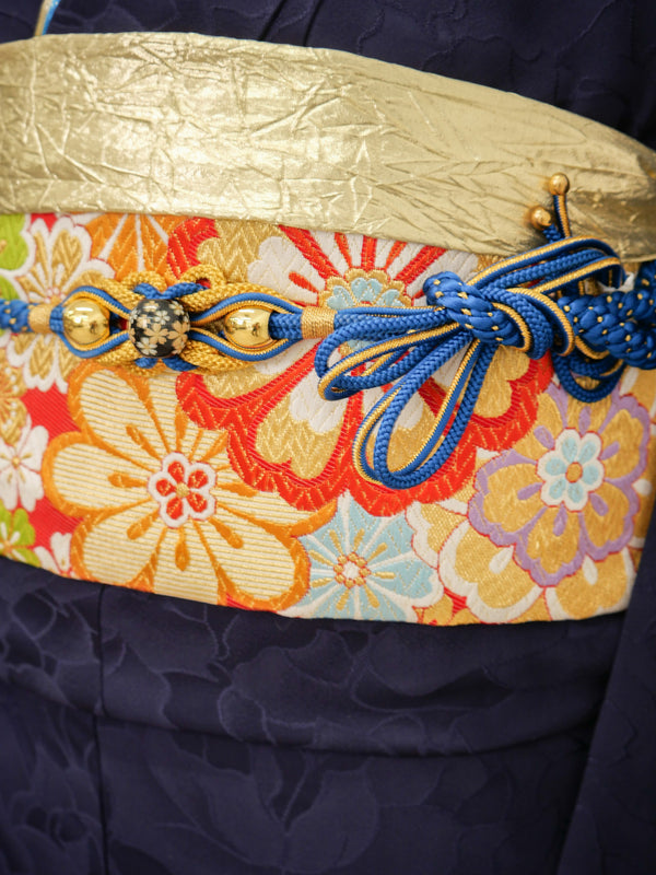 FI-039    深紺シンプル・美粧帯　振袖