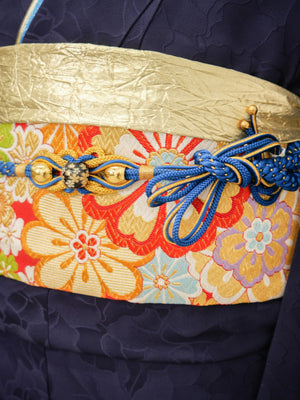 FI-039    深紺シンプル・美粧帯　振袖