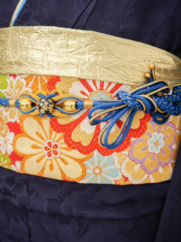 FI-039    深紺シンプル・美粧帯　振袖