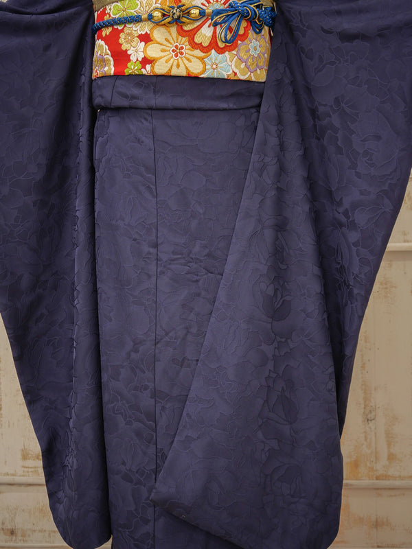 FI-039    深紺シンプル・美粧帯　振袖