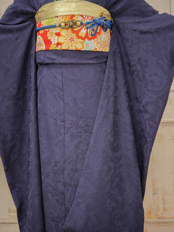 FI-039    深紺シンプル・美粧帯　振袖