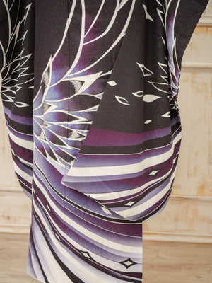 FI-040　飛翔の翼・紫黒グラデ　振袖
