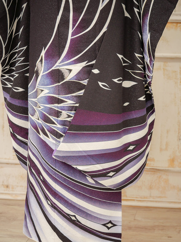FI-040　飛翔の翼・紫黒グラデ　振袖