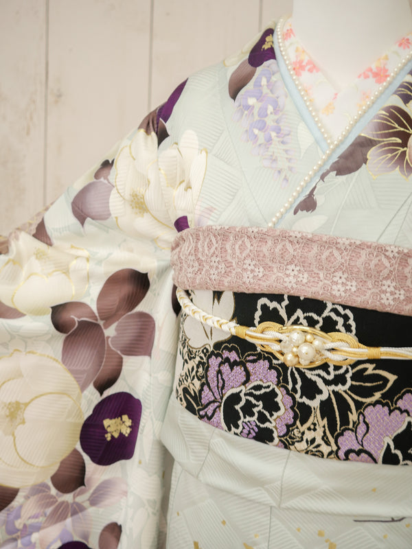 FI-044    月影の牡丹図　振袖