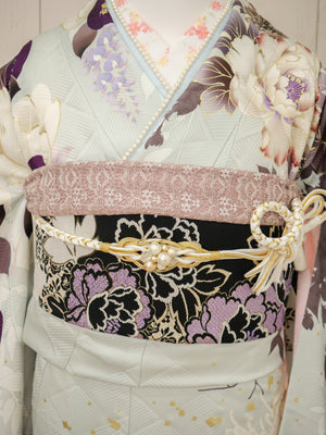 FI-044    月影の牡丹図　振袖