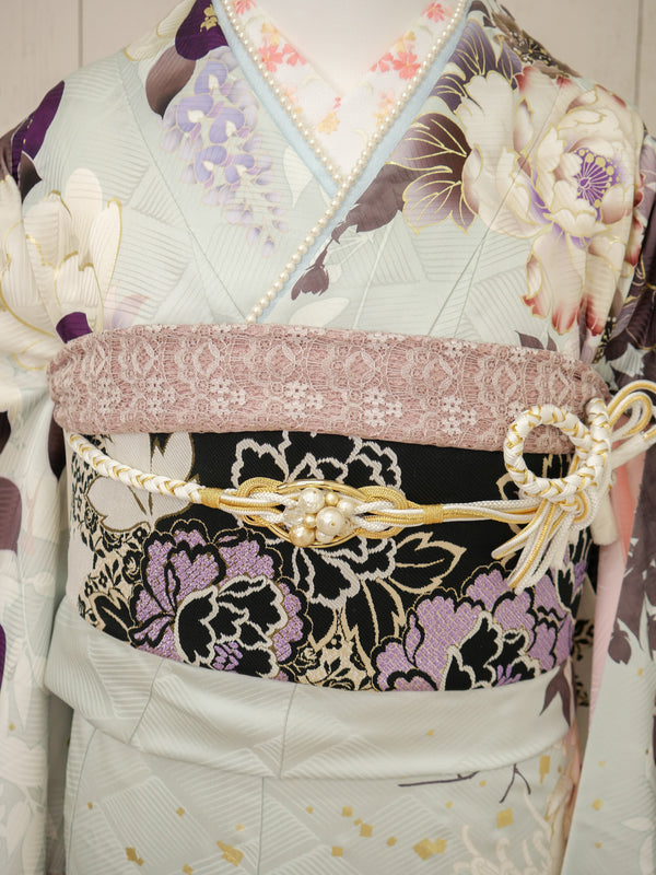 FI-044    月影の牡丹図　振袖