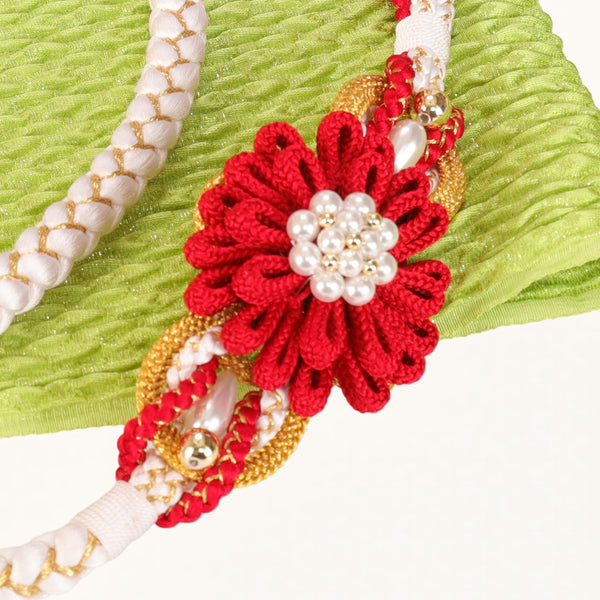 【販売】振袖小物3点 Pセット 黄緑/鶸色/紅白.