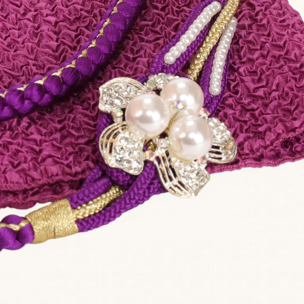 【販売】振袖小物3点 Qセット 紫/パープル/上品.