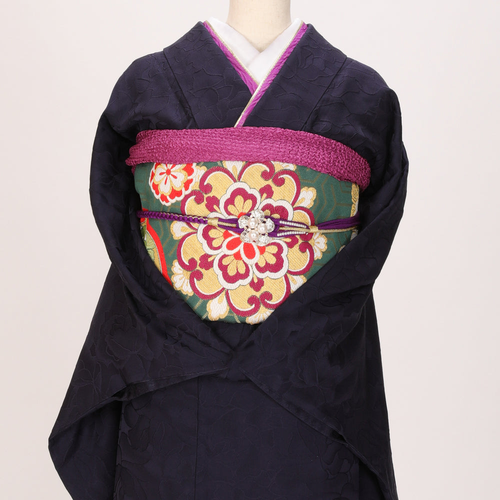 【販売】振袖小物3点 Qセット 紫/パープル/上品.