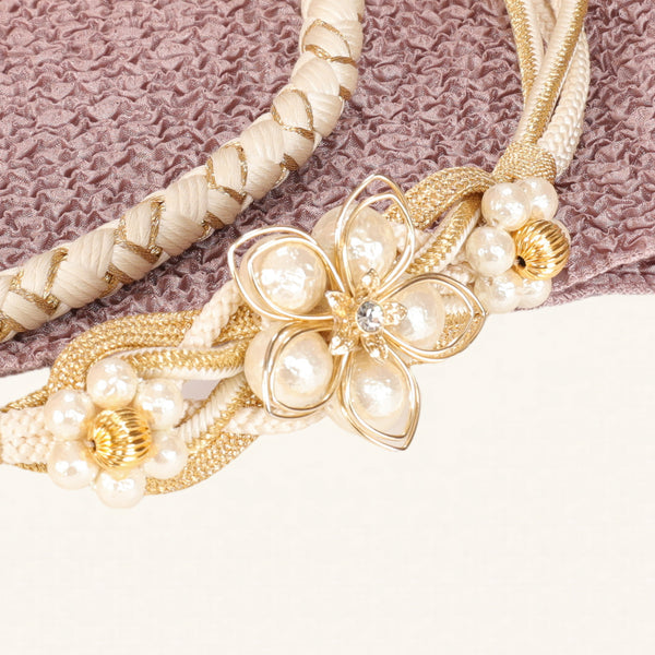 【販売】振袖小物3点 Sセット ホワイト/パープル/くすみ.