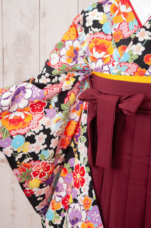 KR-061/黒地総柄　卒業袴