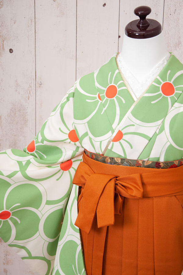 KR-068/黄緑ねじり菊　卒業袴