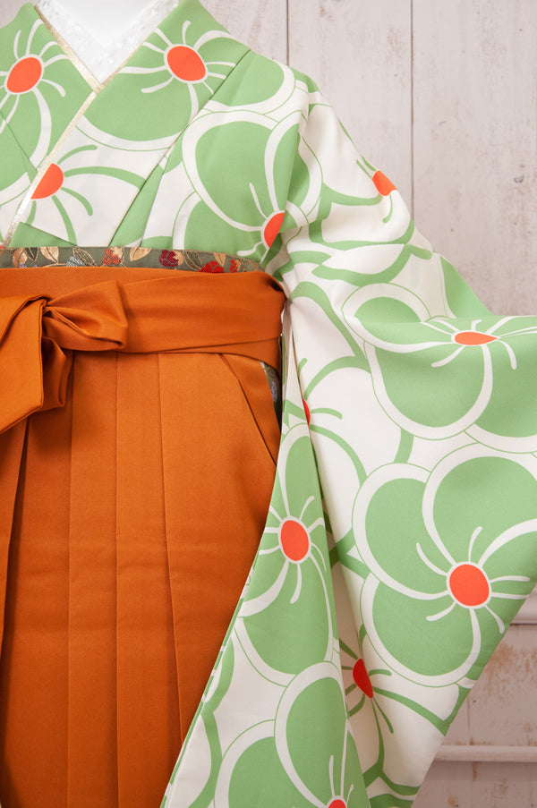 KR-068/黄緑ねじり菊　卒業袴