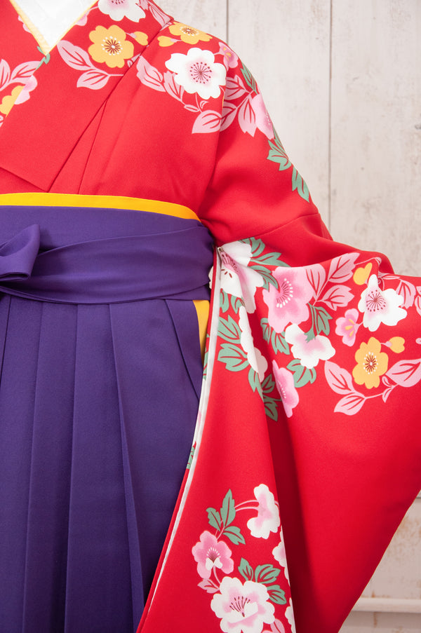 KR-076/赤地に花輪　卒業袴