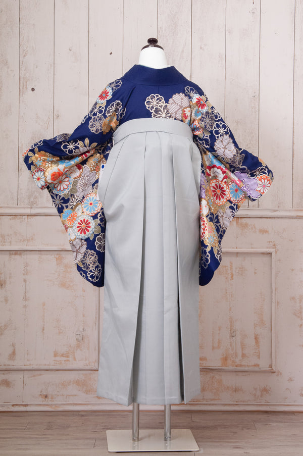 KR-080/紺地桜牡丹菊　卒業袴