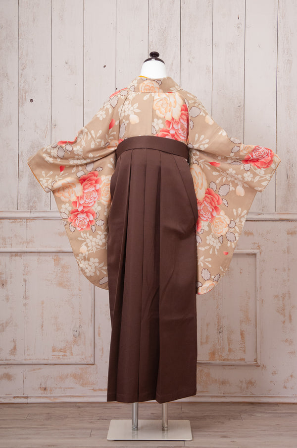 KR-081/サンドベージュ牡丹　卒業袴