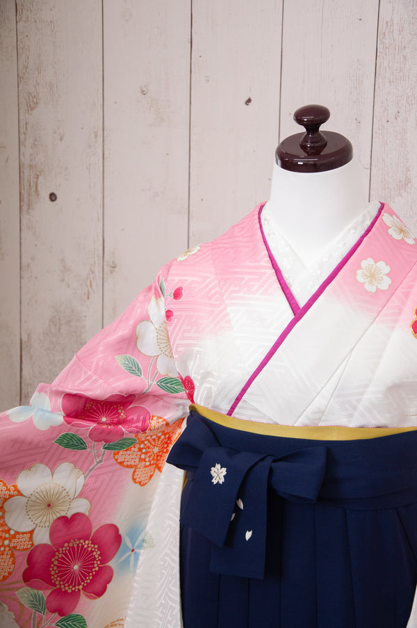 KR-083/anan 白ピンク　卒業袴