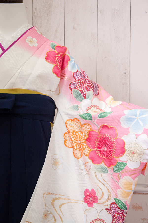 KR-083/anan 白ピンク　卒業袴