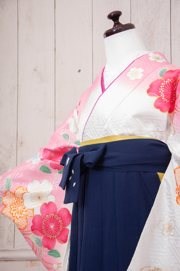 KR-083/anan 白ピンク　卒業袴