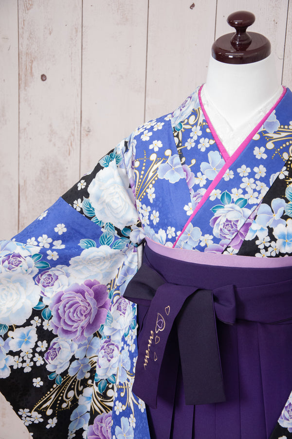 KR-096/紫バラ柄　卒業袴