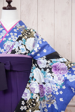 KR-096/紫バラ柄　卒業袴