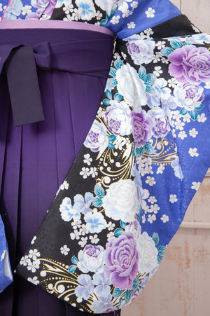 KR-096/紫バラ柄　卒業袴