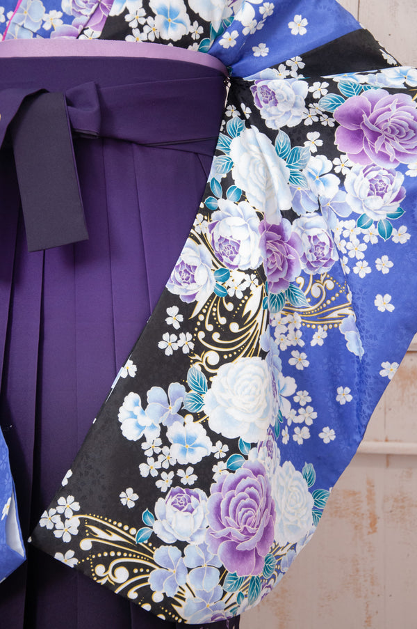 KR-096/紫バラ柄　卒業袴