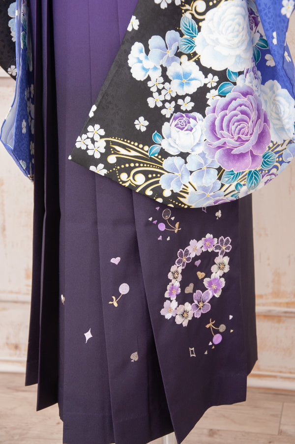 KR-096/紫バラ柄　卒業袴