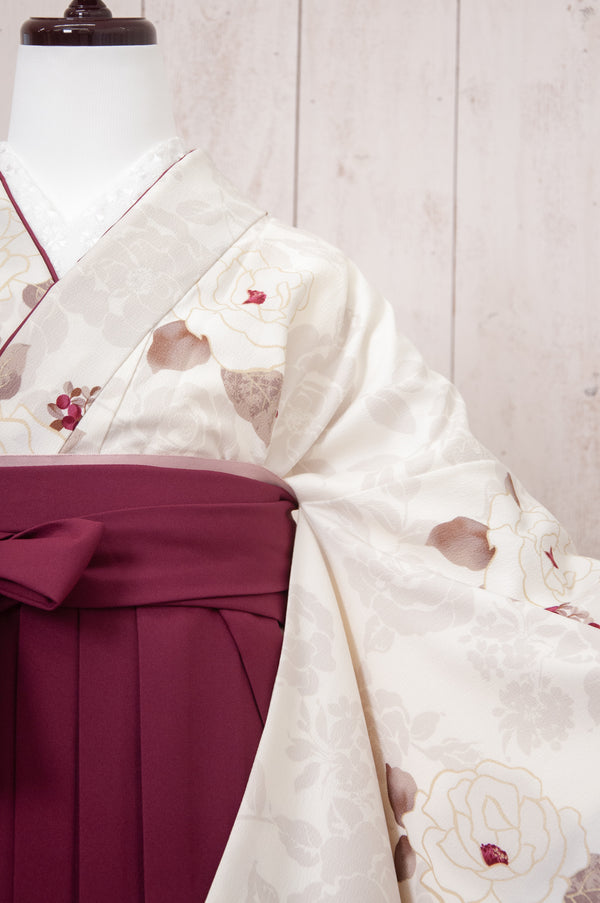 KR-007/JAPAN STYLE×中村里砂　オフホワイトバラ　卒業袴