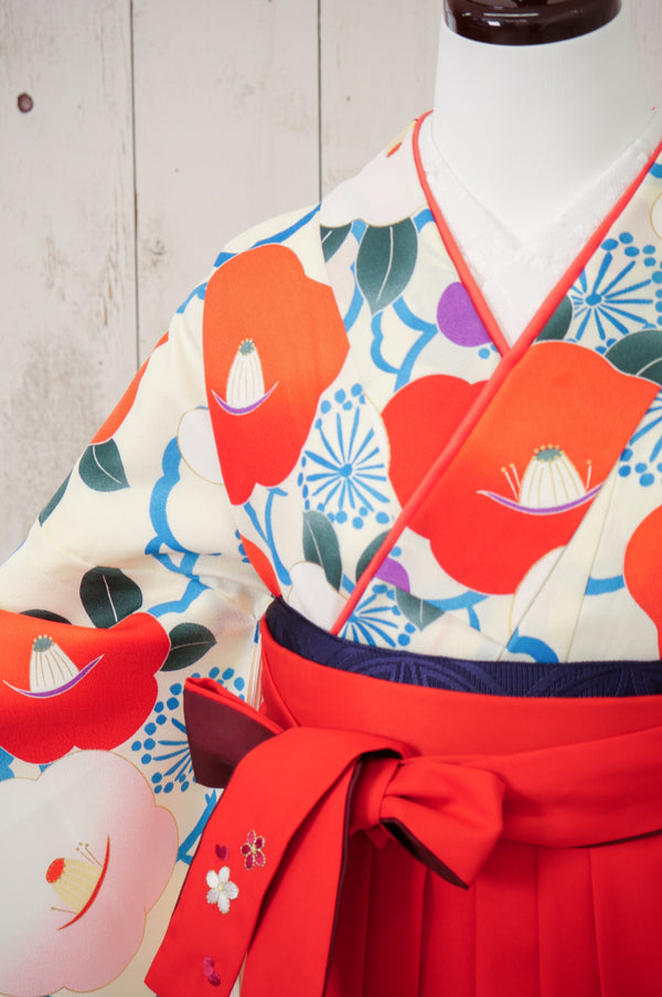 KR-044/白地椿梅　卒業袴