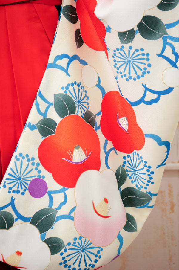 KR-044/白地椿梅　卒業袴