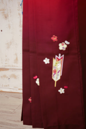 KR-044/白地椿梅　卒業袴