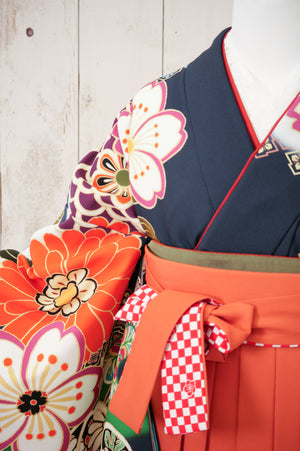 KR-045/紺地笹流水　卒業袴