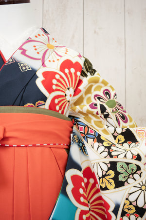 KR-045/紺地笹流水　卒業袴