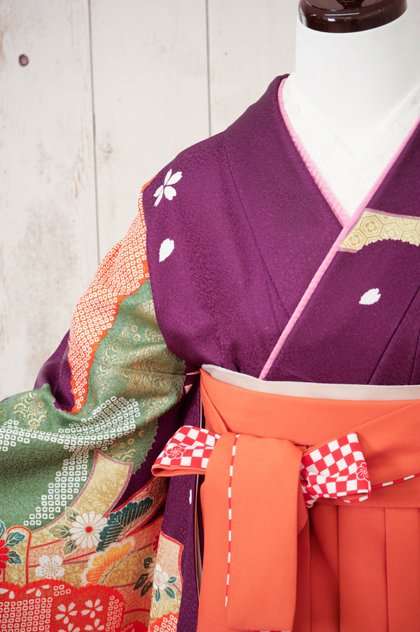 KR-048/anan 紫古典柄　卒業袴