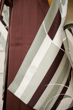 KR-033/アッシュグリーンストライプ　卒業袴