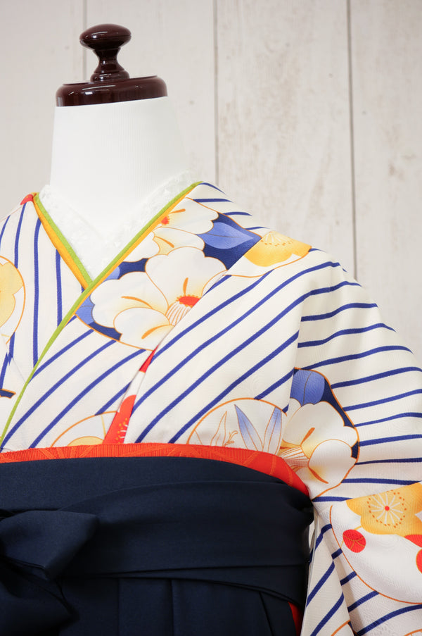 KR-030/白青ストライプ　卒業袴.