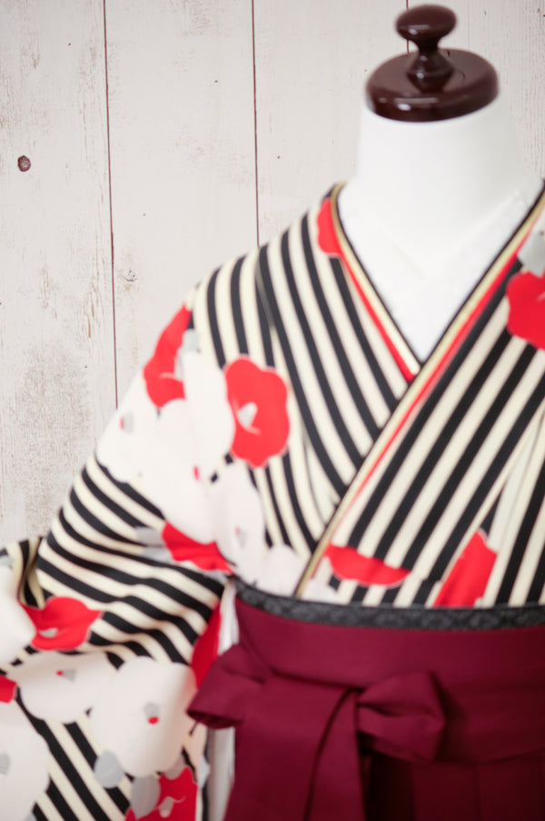 KR-029/白黒赤ストライプ　卒業袴