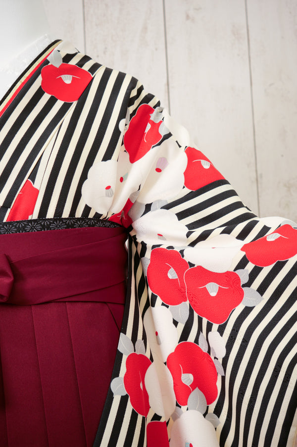 KR-029/白黒赤ストライプ　卒業袴