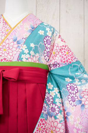 KR-106/ピンク×ブルーグリーン　卒業袴