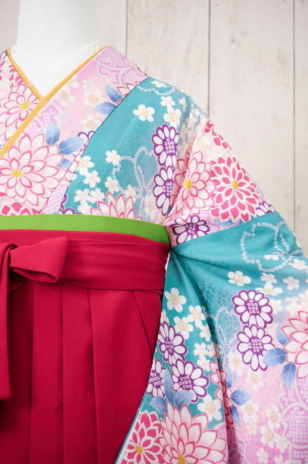 KR-106/ピンク×ブルーグリーン　卒業袴