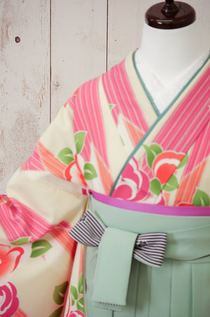 KR-110/椿矢絣クリームピンク　卒業袴