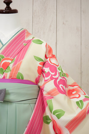 KR-110/椿矢絣クリームピンク　卒業袴