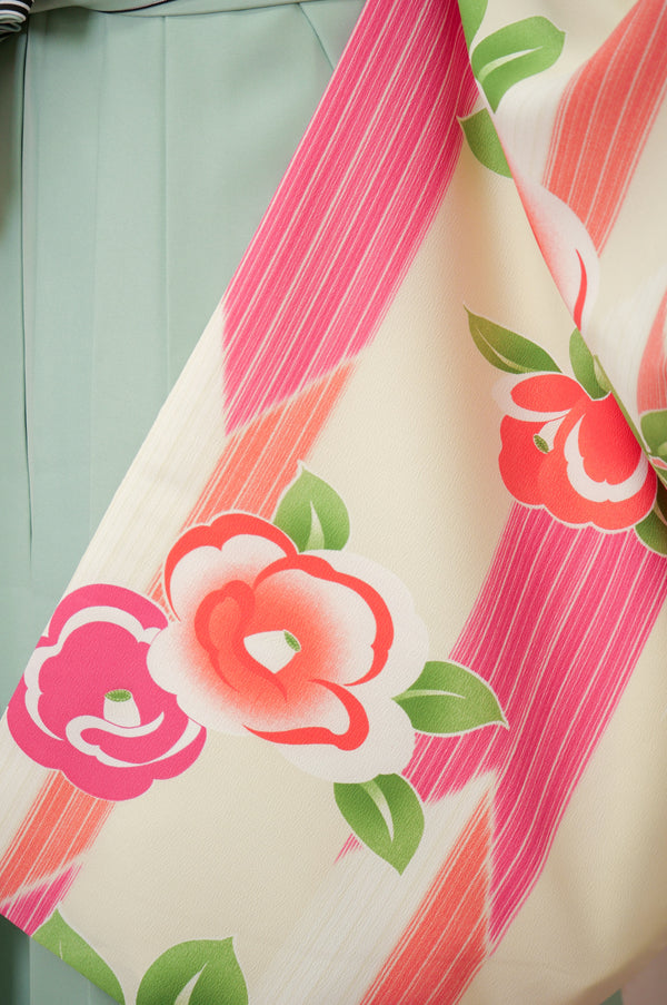 KR-110/椿矢絣クリームピンク　卒業袴