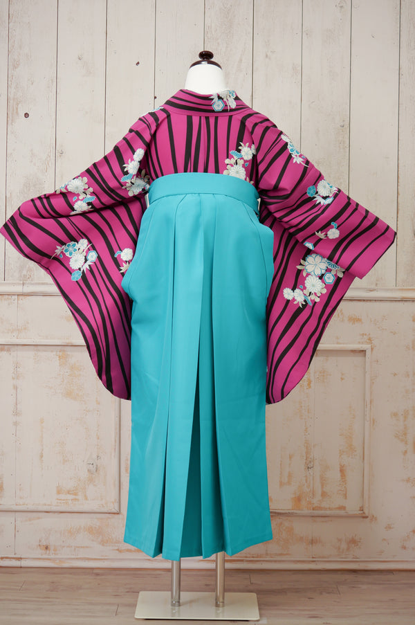 KR-114/よろけ縞赤紫　卒業袴