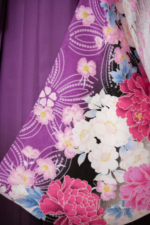 KR-115/白地ピンク牡丹　卒業袴