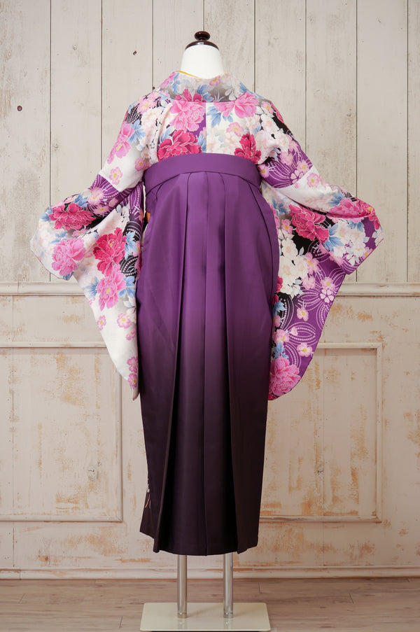 KR-115/白地ピンク牡丹　卒業袴