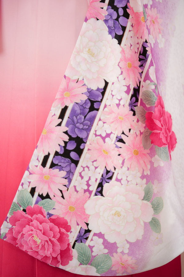 KR-121/白地ピンク牡丹　卒業袴