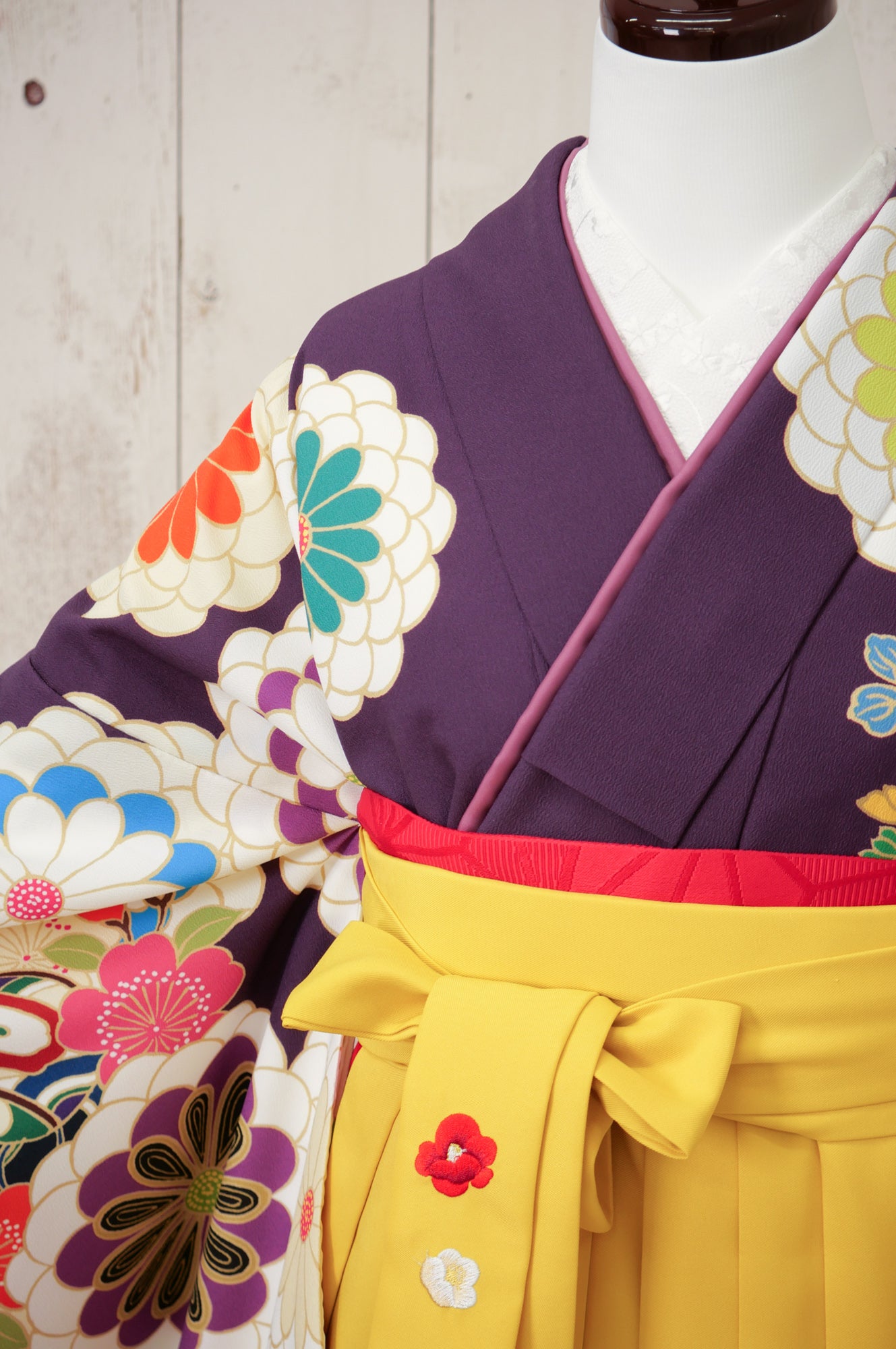 花柄の袴ラム SNR 24/99 KR-124/紫レトロ花尽くし 卒業袴