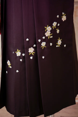 KR-125/黒地ピンク牡丹　卒業袴
